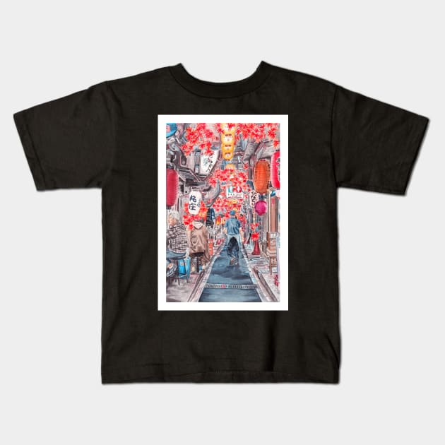 Shinjuku Alley, Tokyo Kids T-Shirt by NorrskenArt